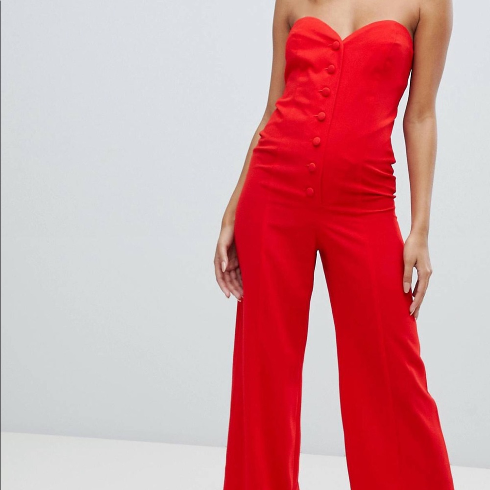 ASOS Strapless Red Jumpsuit